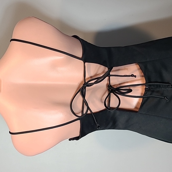 Vintage Prom Dress Gown 90s Corset‎ Lace Up Back Y2K Black White Whimsical - Picture 10 of 12